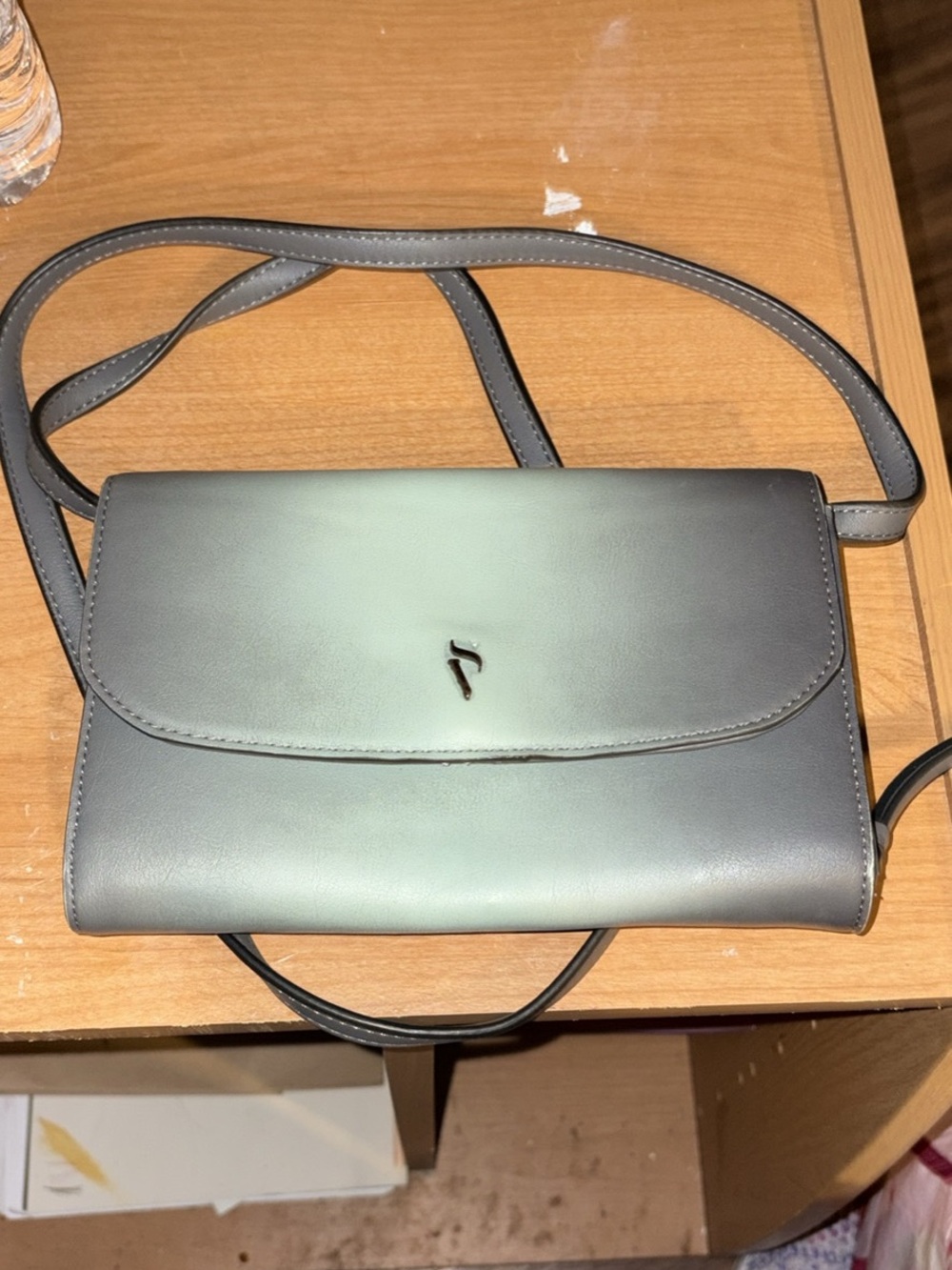 Simply Vera Vera Wang Gray Leather Crossbody Bag